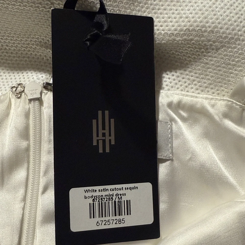 NWT HEIRESS x REVOLVE White Satin & Sequin Cutout Cocktail Bodycon Mini Dress